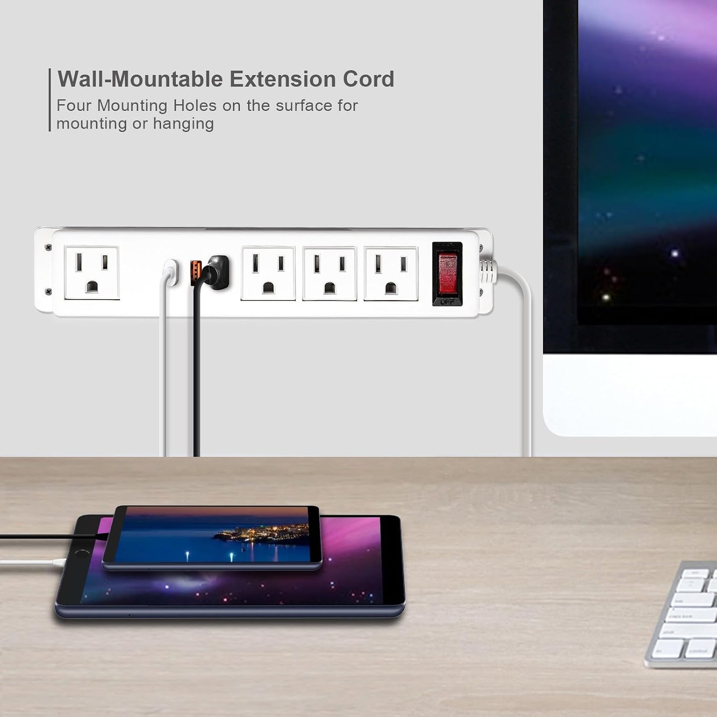 Enchufe múltiple USB C 20W 4 tomacorrientes 3 puertos USB