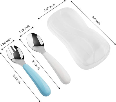 Set 2 cubiertos acero inox para niños con fundas