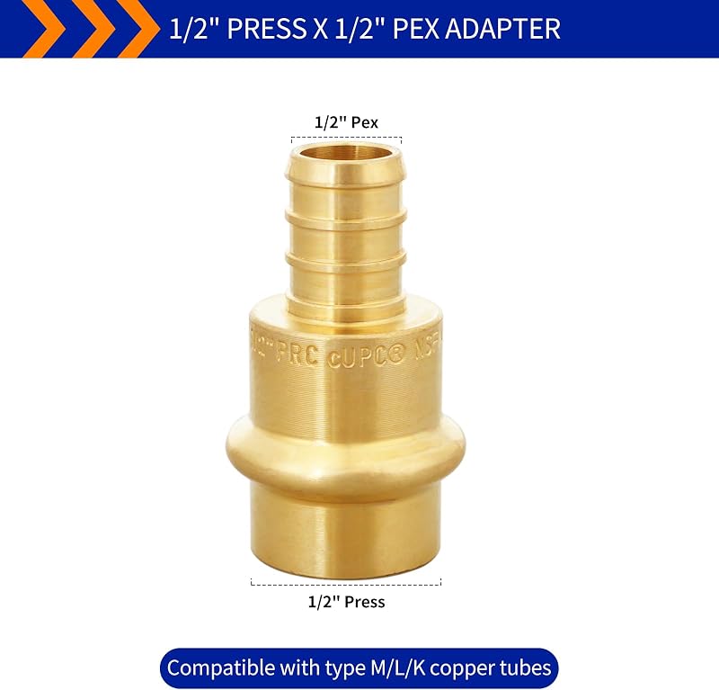 15 Adaptador Pex Prensa 1/2" Latón NSF/ANSI 61