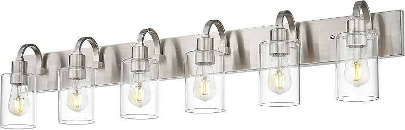 Lámpara pared baño 6 luces níquel cepillado vidrio