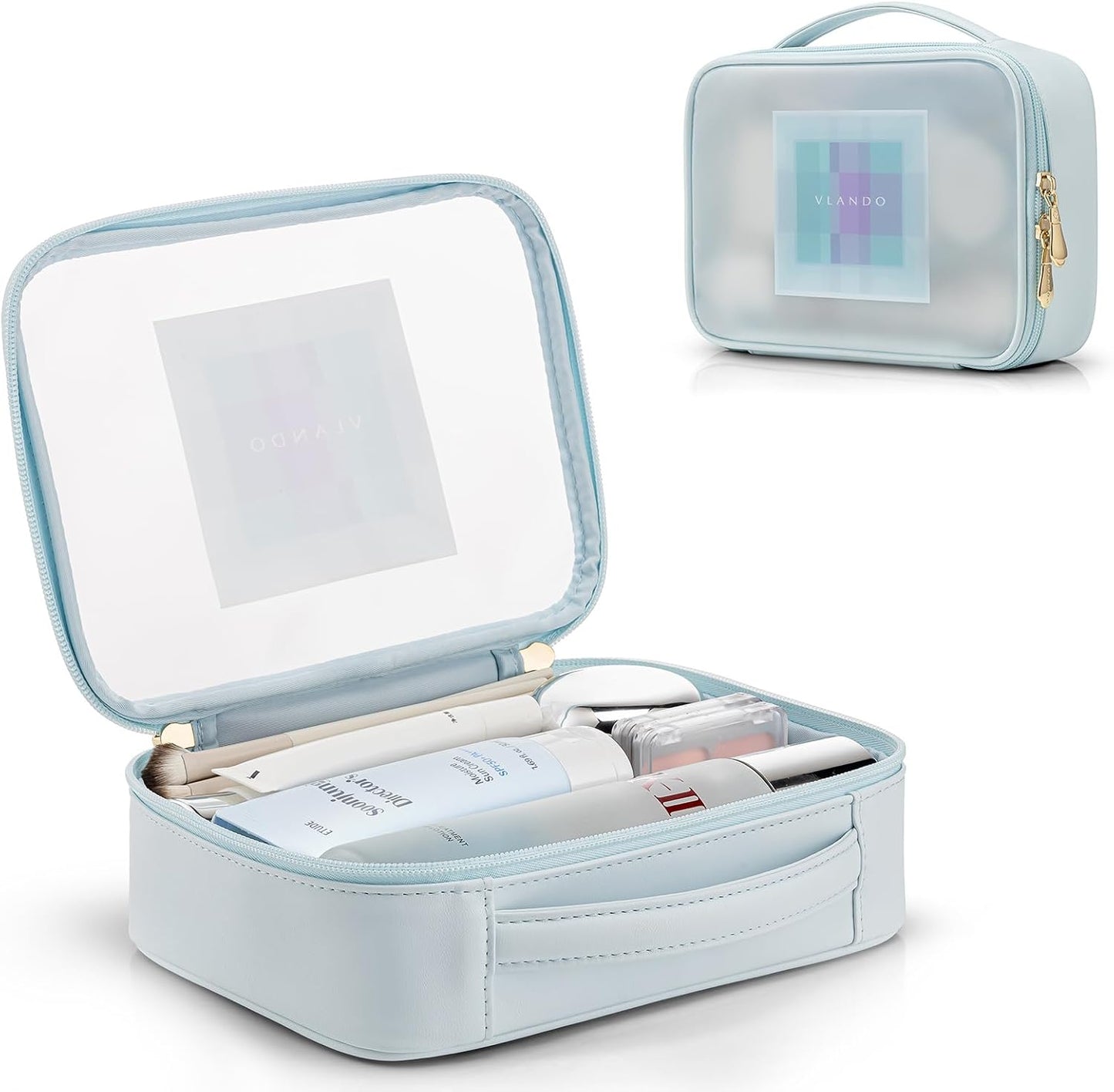 Bolsa maquillaje viaje transparente con cremallera
