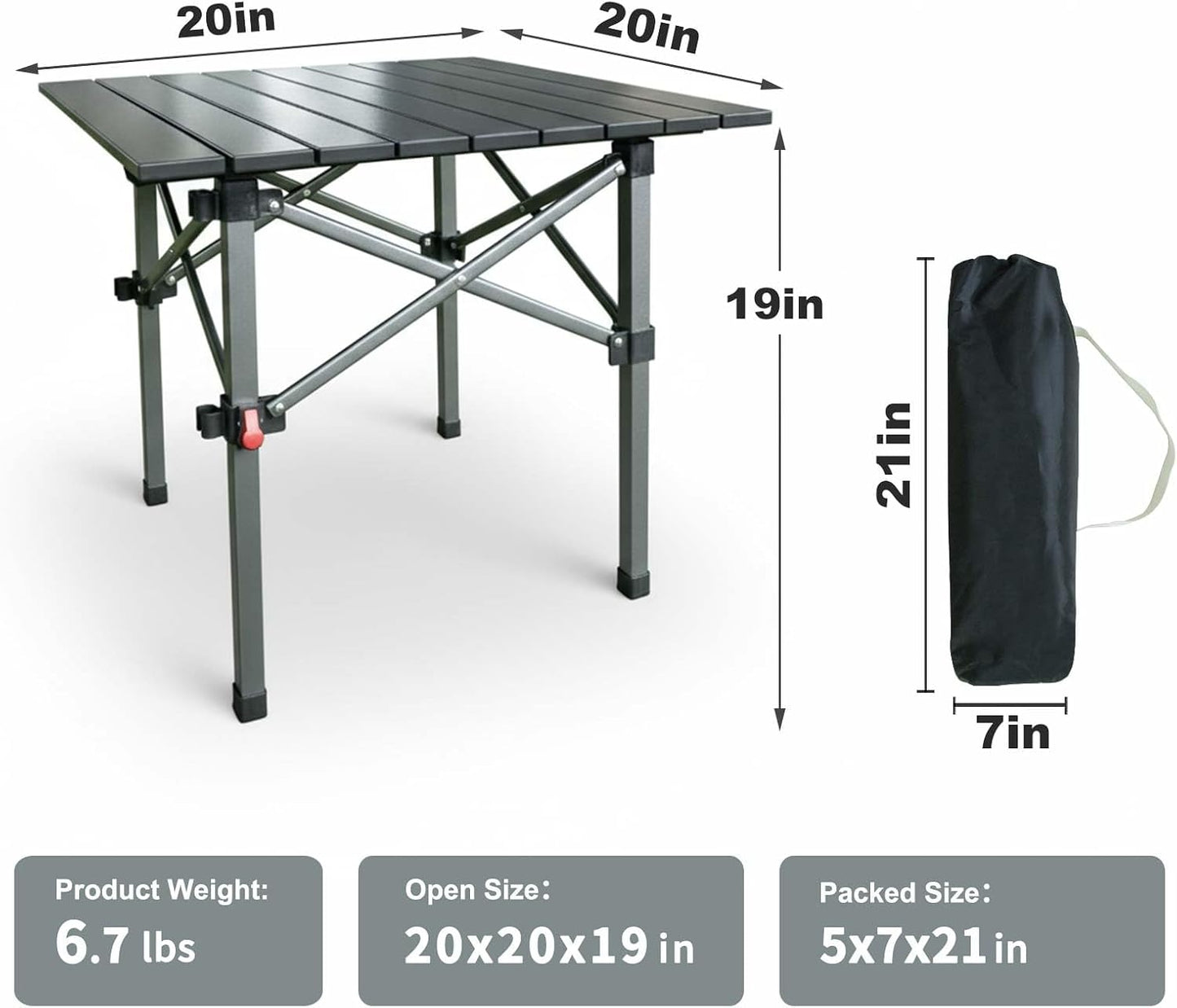 Mesa plegable aluminio camping playa picnic