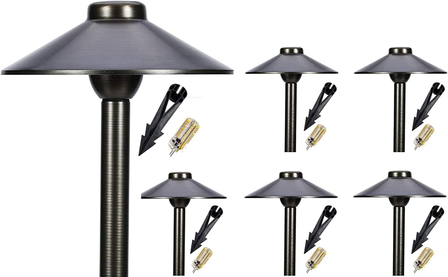 Luz LED Pathway 125V de latón 6 Pzas para jardín y terraza