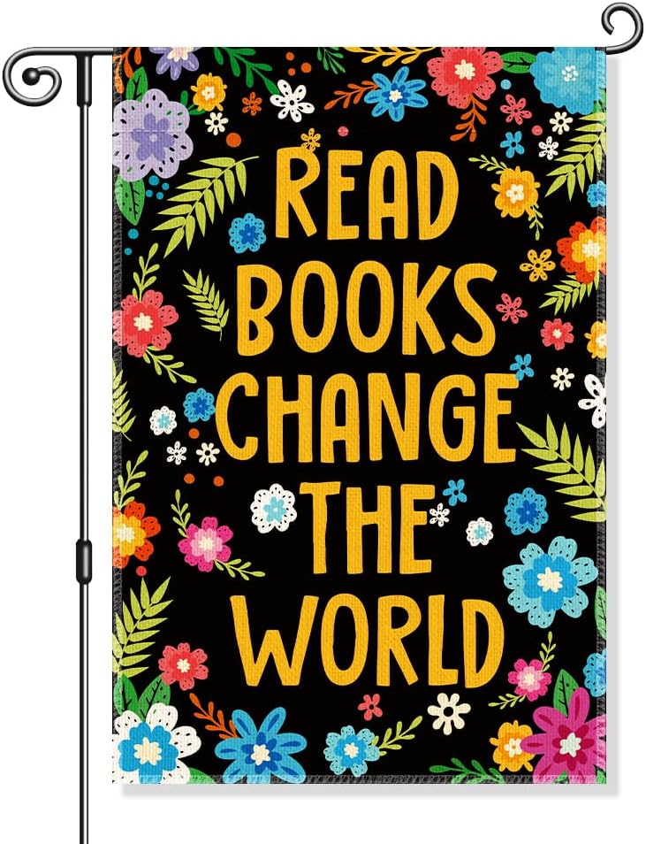 Bandera jardín Change The World decoración patio biblioteca