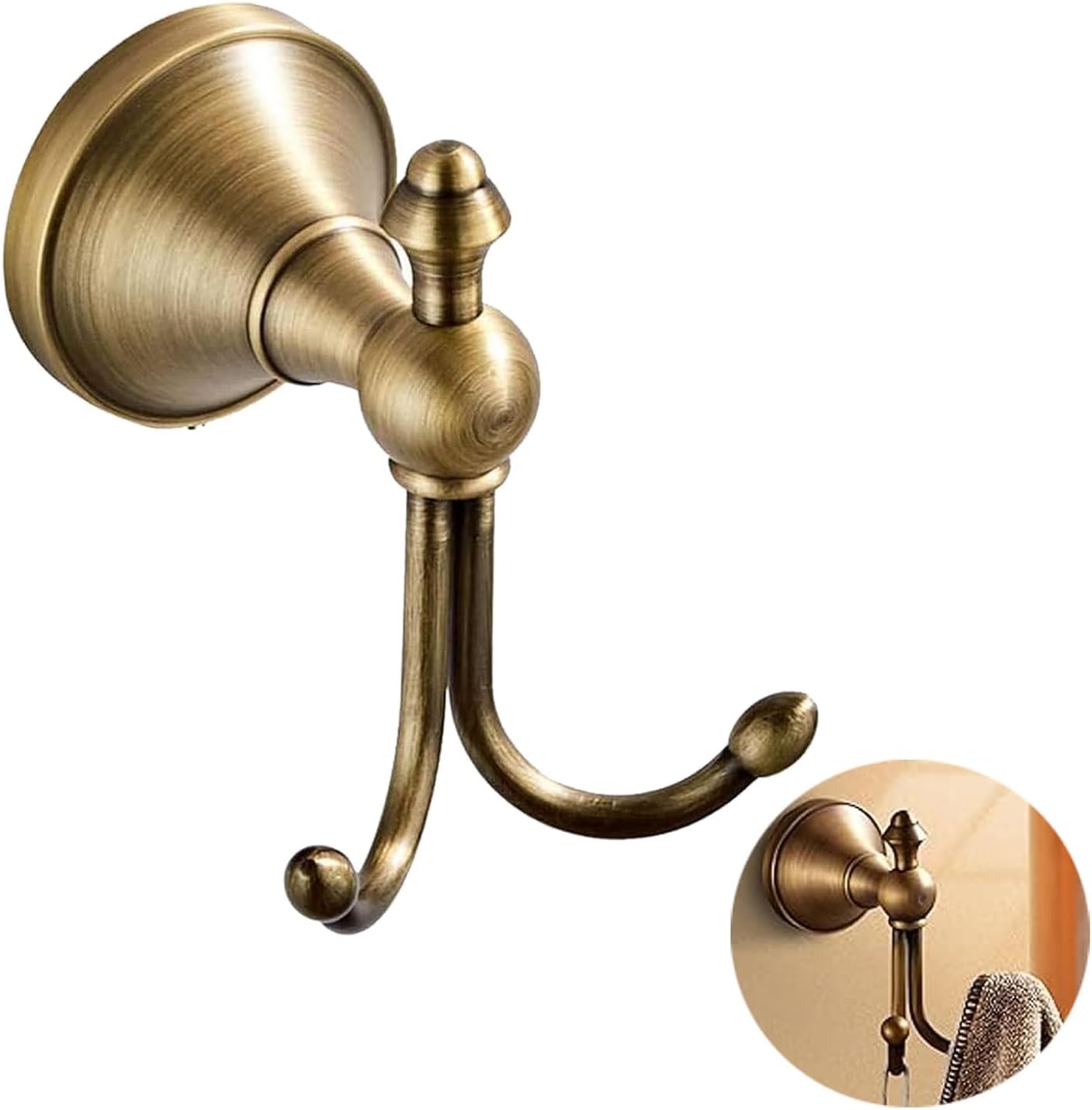 Gancho toalla latón vintage doble para baño cocina