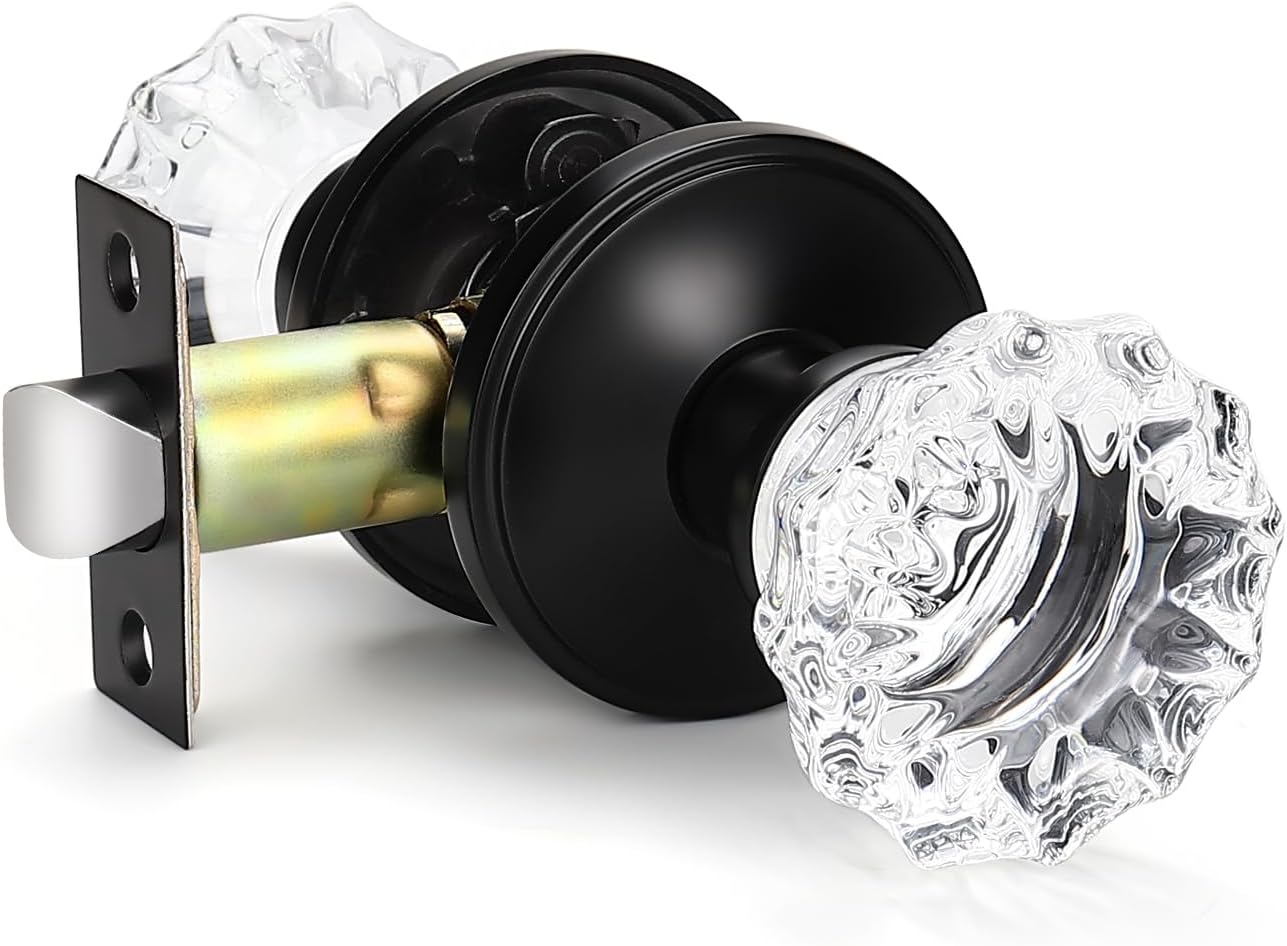 Pack 10 pomos puerta estilo cristal acabado negro mate
