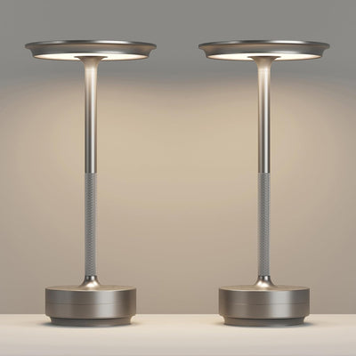 2 Lámparas Mesa Inalámbricas LED 5000mAh Metal 3 Colores