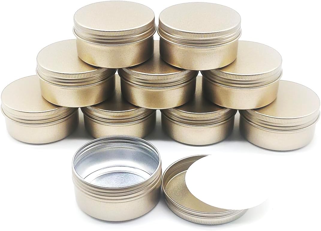 10 Latas Balsamo Labial Dorado Mate 2.7oz con Tapa Rosca