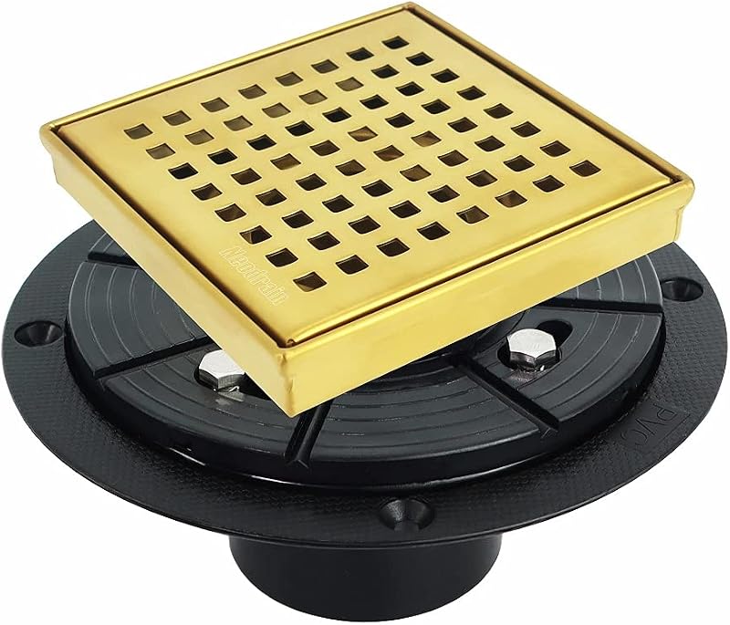 Drenaje ducha 4" dorado cepillado rejilla extraible PVC