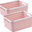 Cestas plástico para baño ducha con asas rosa medio set 2