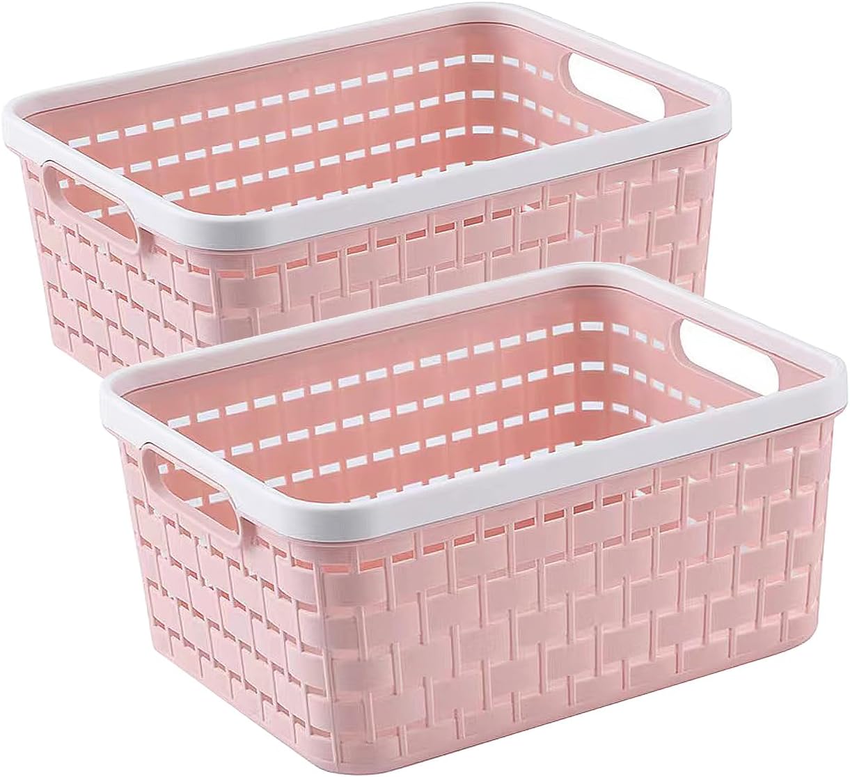 Cesta plástico baño ducha con asas rosa pack 2
