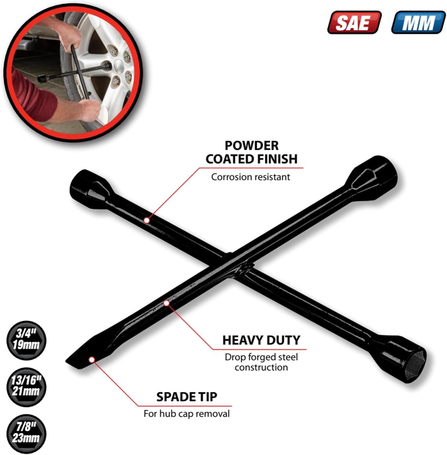 Llave combinada SAE/métrica 14" con punta pala