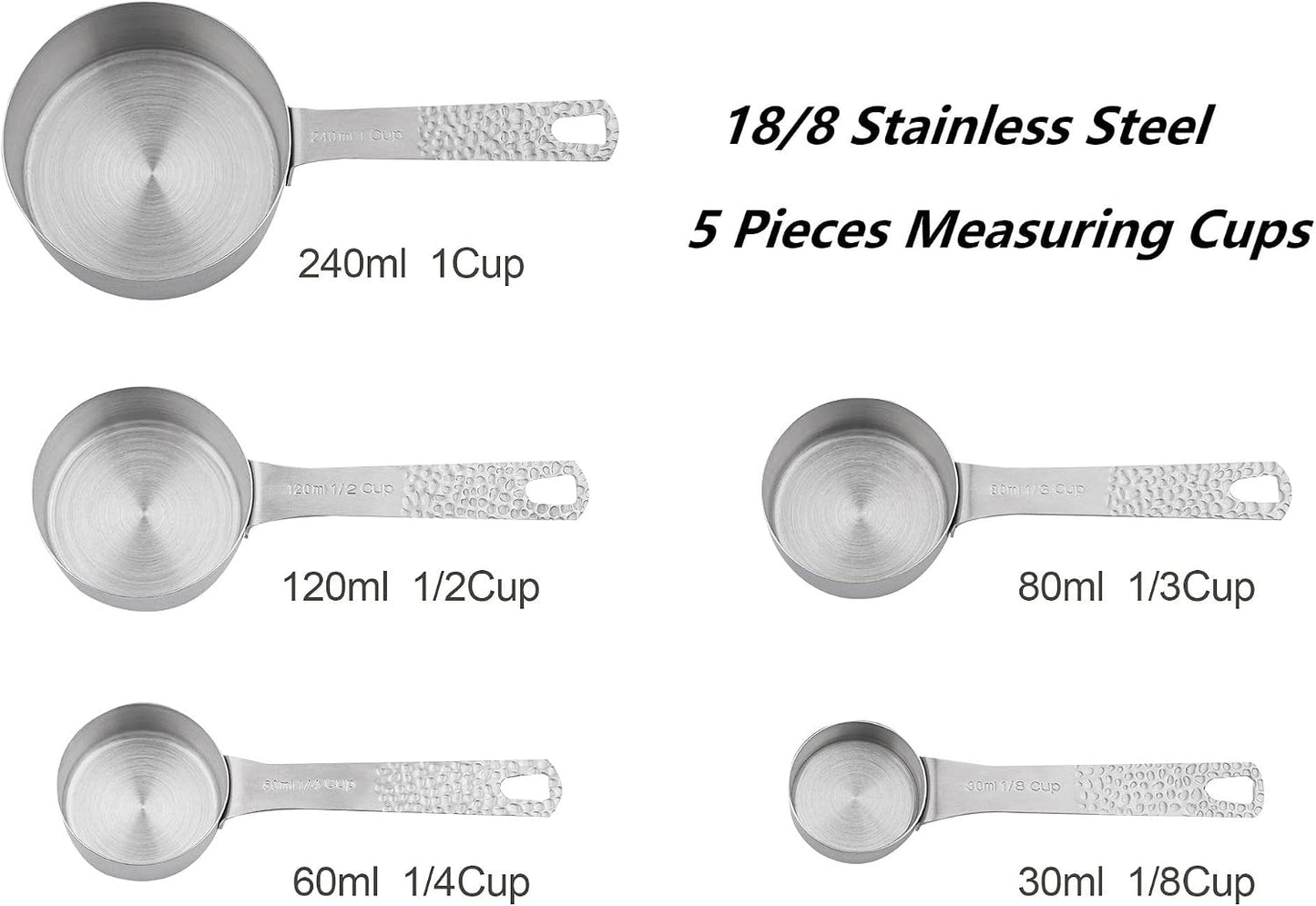 Set tazas y cucharas medidoras acero inox 18/8