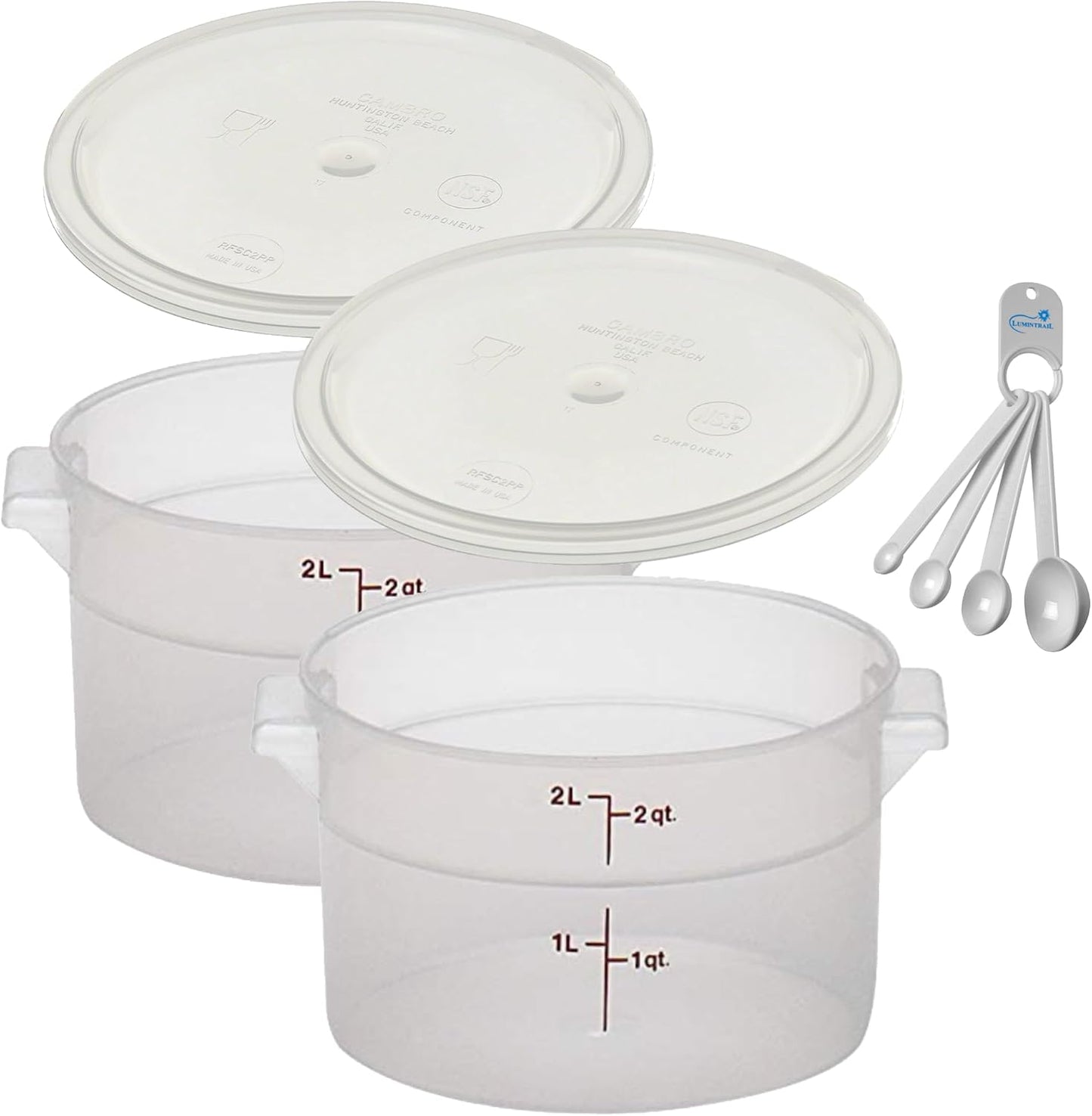 Recipiente Alimentos 2qt Translúcido con Tapa y Set Cucharas