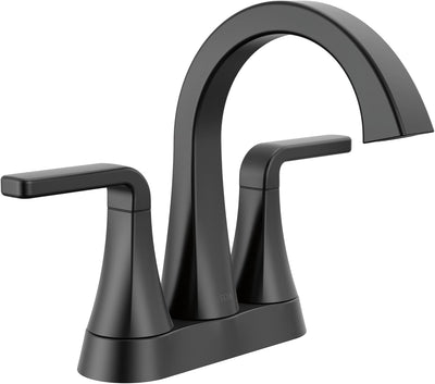 Grifo lavabo baño 4pulg 3agujeros negro mate Push-Pop