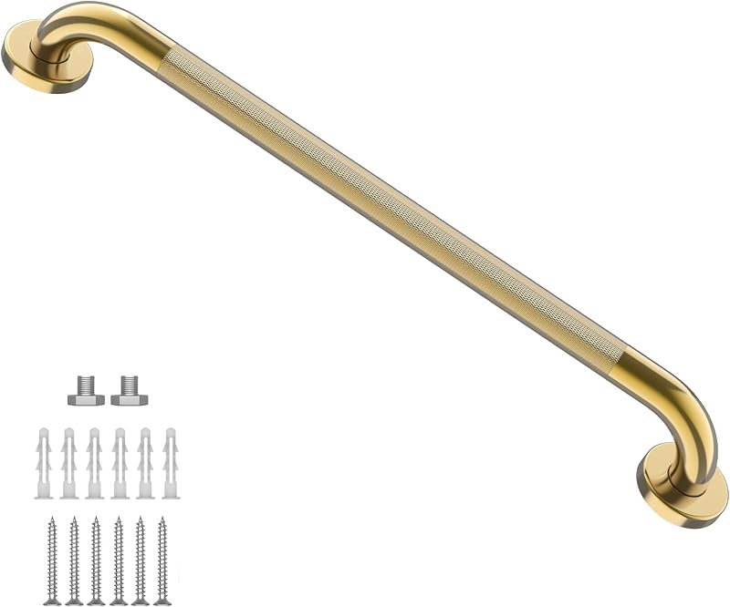 Barra agarre ducha dorada antiderrap 32" acero inox