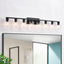 Lámpara tocador baño 8 luces negro mate vidrio transparente