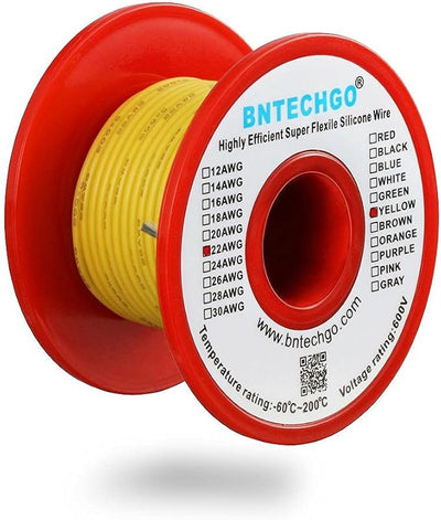 Bobina alambre silicona 22awg 50pies color amarillo flexible