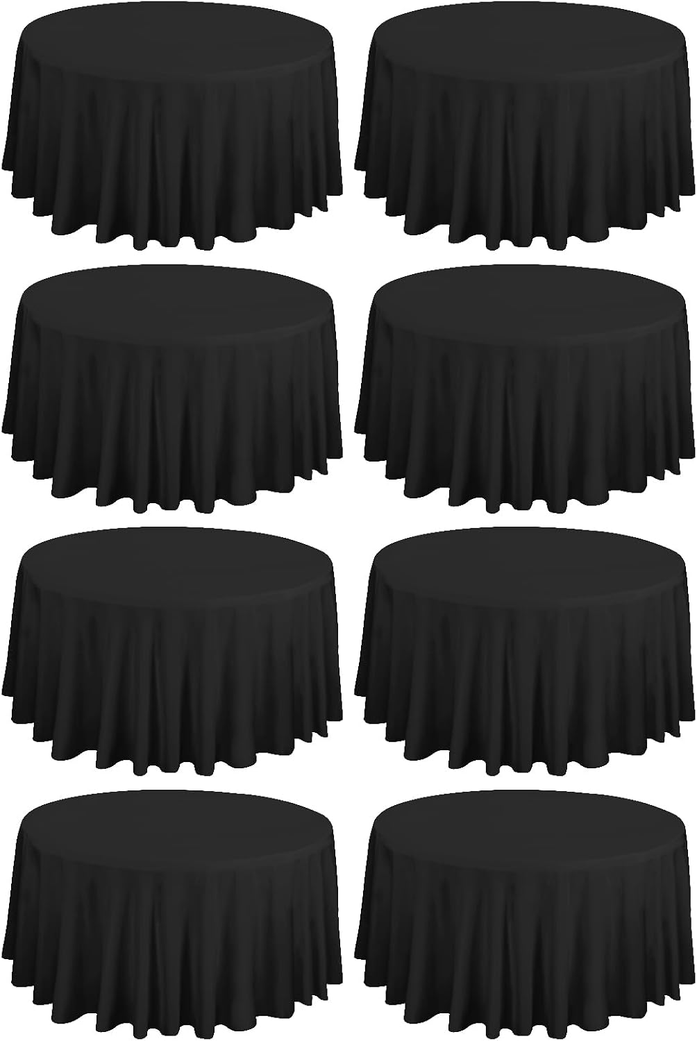 Set 8 Manteles Redondos 108pulg Poliéster Negro 6-8ft
