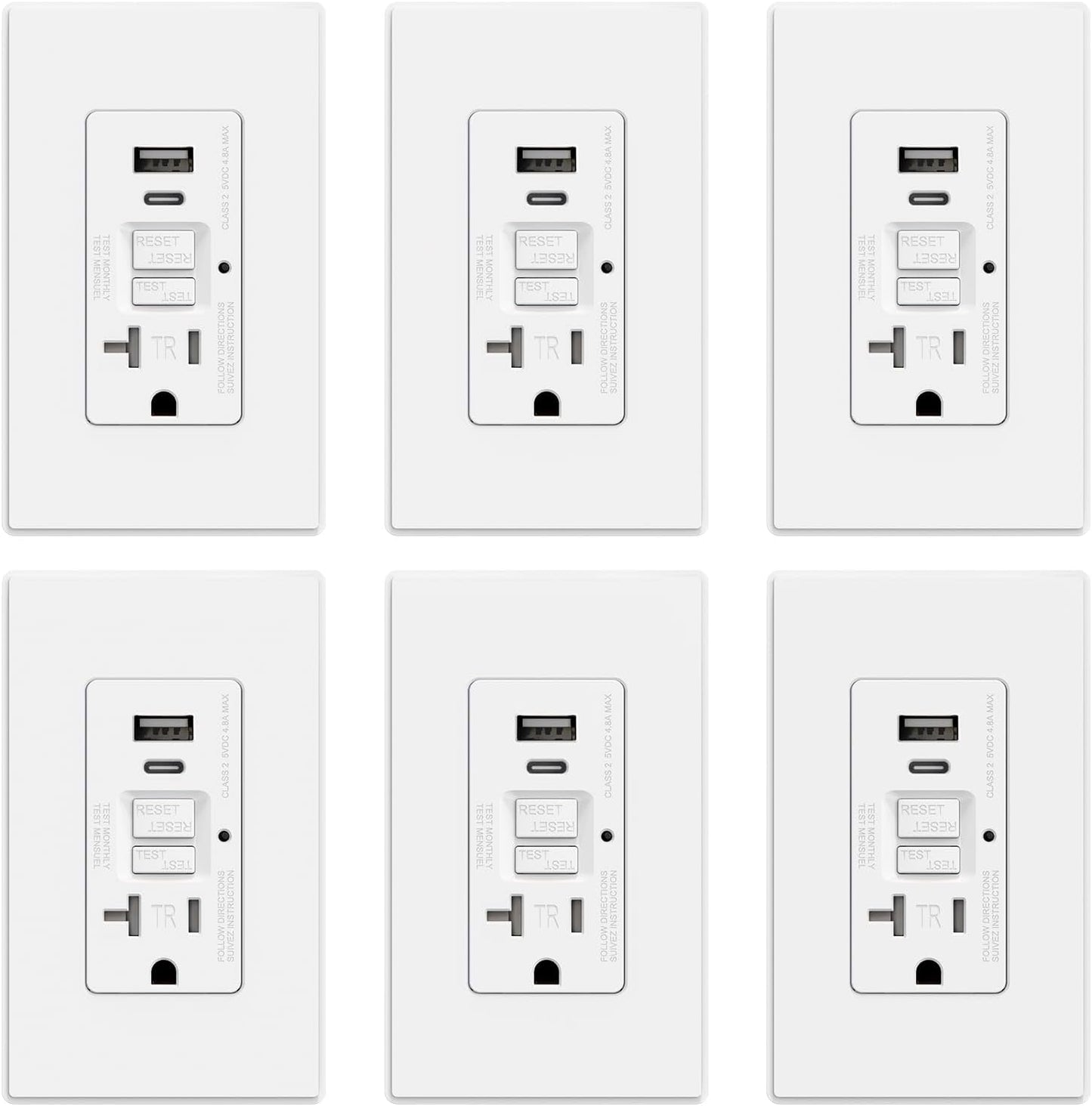 Salida GFCI con puertos USB 24 W certificada