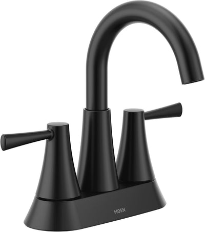 Grifo baño moderno 4pulg negro mate dos manijas
