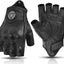 Guantes motocicleta cuero perforado dedos cortos verano