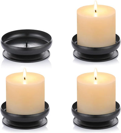 Portavelas hierro negro soporte vela 3.6pulg LED y cera conos