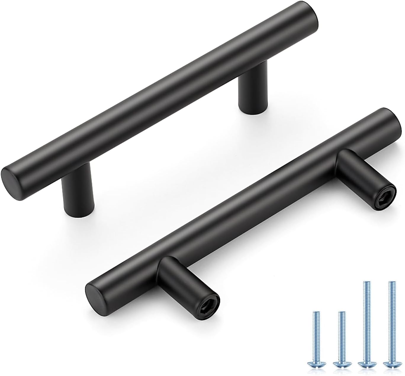 Manijas gabinete negro mate 3pulg tiradores acero inox 25pzas