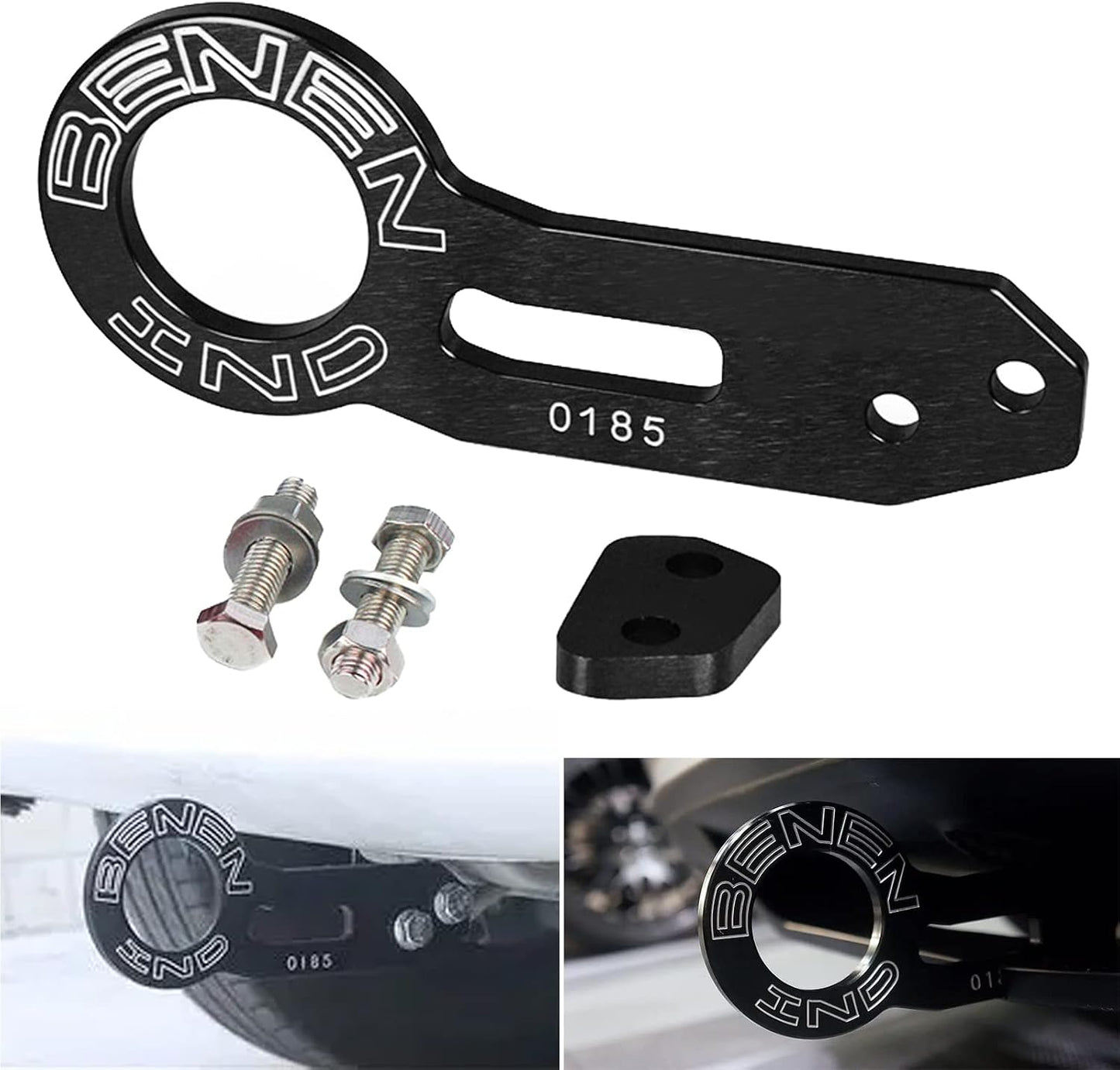 Gancho remolque trasero universal anodizado aluminio negro