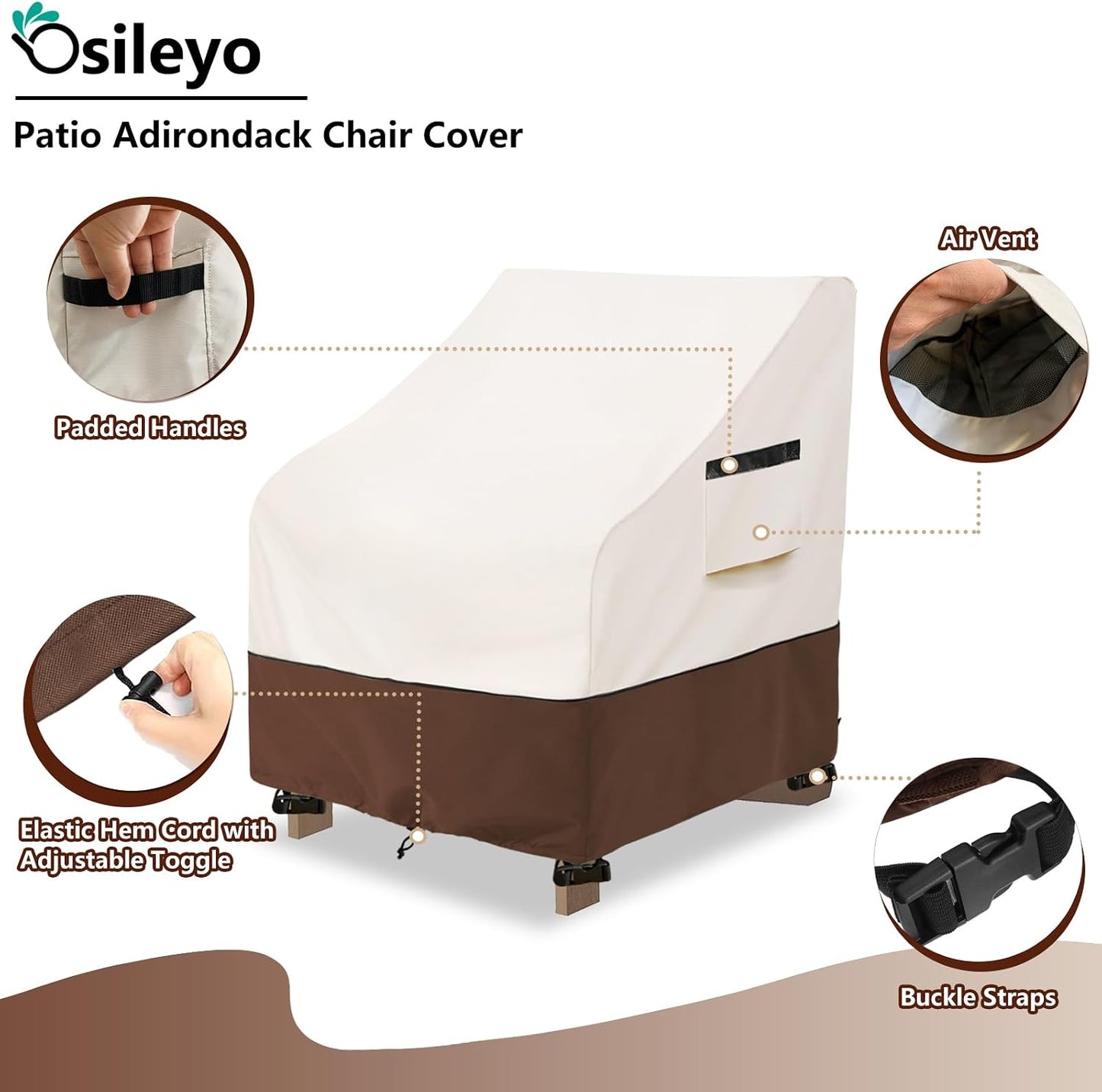 Fundas sillas patio impermeables 35x37x36" beige/marrón