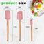 Set 3 Pzas Espátulas Silicona Mango Madera Rosa