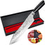 Cuchillo chef 8pulg acero inox carbono mango madera caja regalo