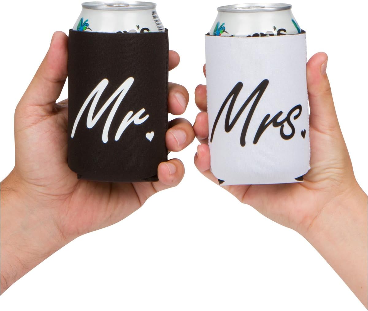 Set enfriadores latas regalo boda señor señora negro blanco