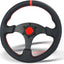Volante universal 13.8" cuero negro 6 pernos botón