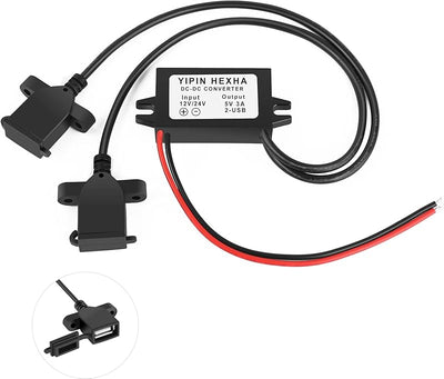 Convertidor DC 12v 24v a 5v 3a 15w doble USB hembra