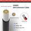 Cable extensión SAE 14 AWG 1 pie 2 pines coche RV