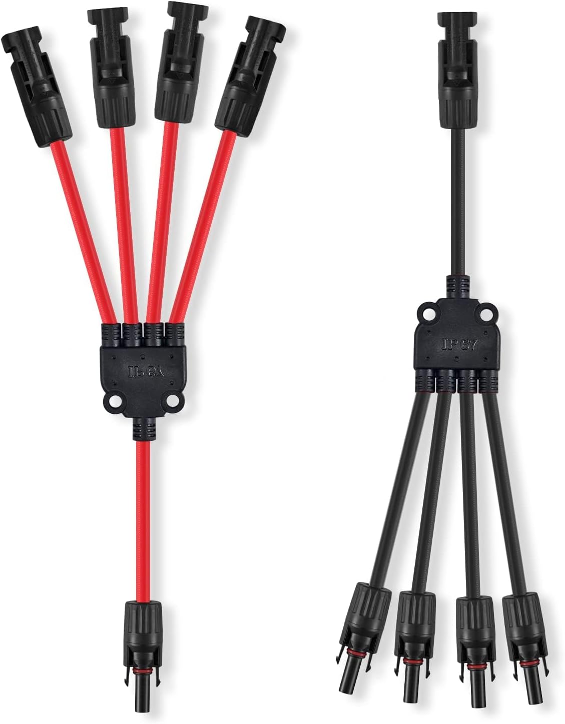 Adaptador Y 4 a 1 conectores solares rojo y negro