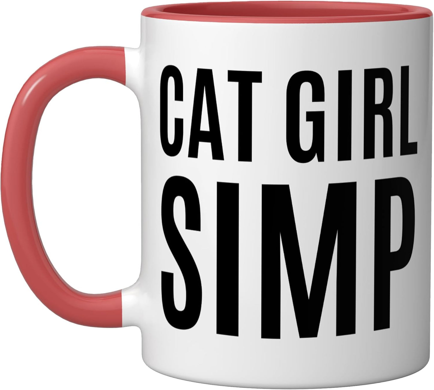 Taza Cerámica Anime Cat Girl Simp Kawaii Roja/Blanca