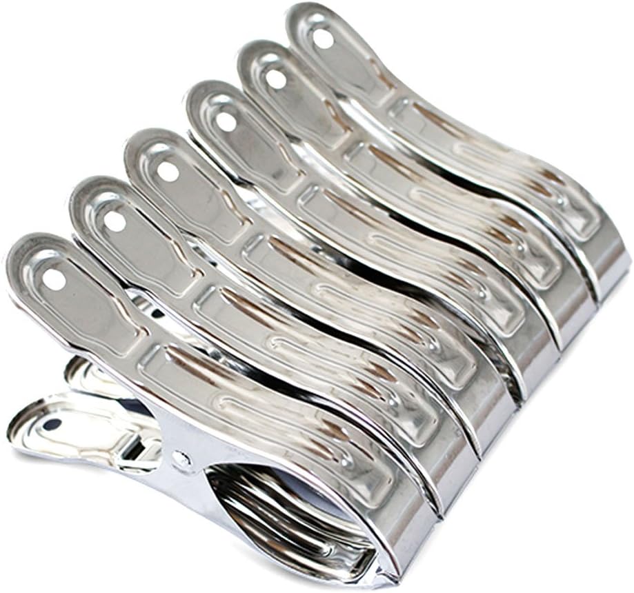 Pinzas acero inox 6 pzas para silla playa y edredón