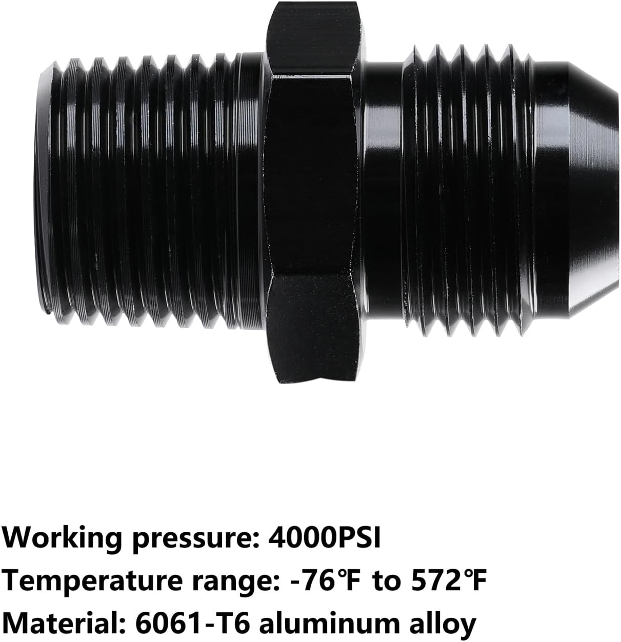 2 Pzas Adaptador Tubo Aluminio Negro 10AN a 1/2NPT