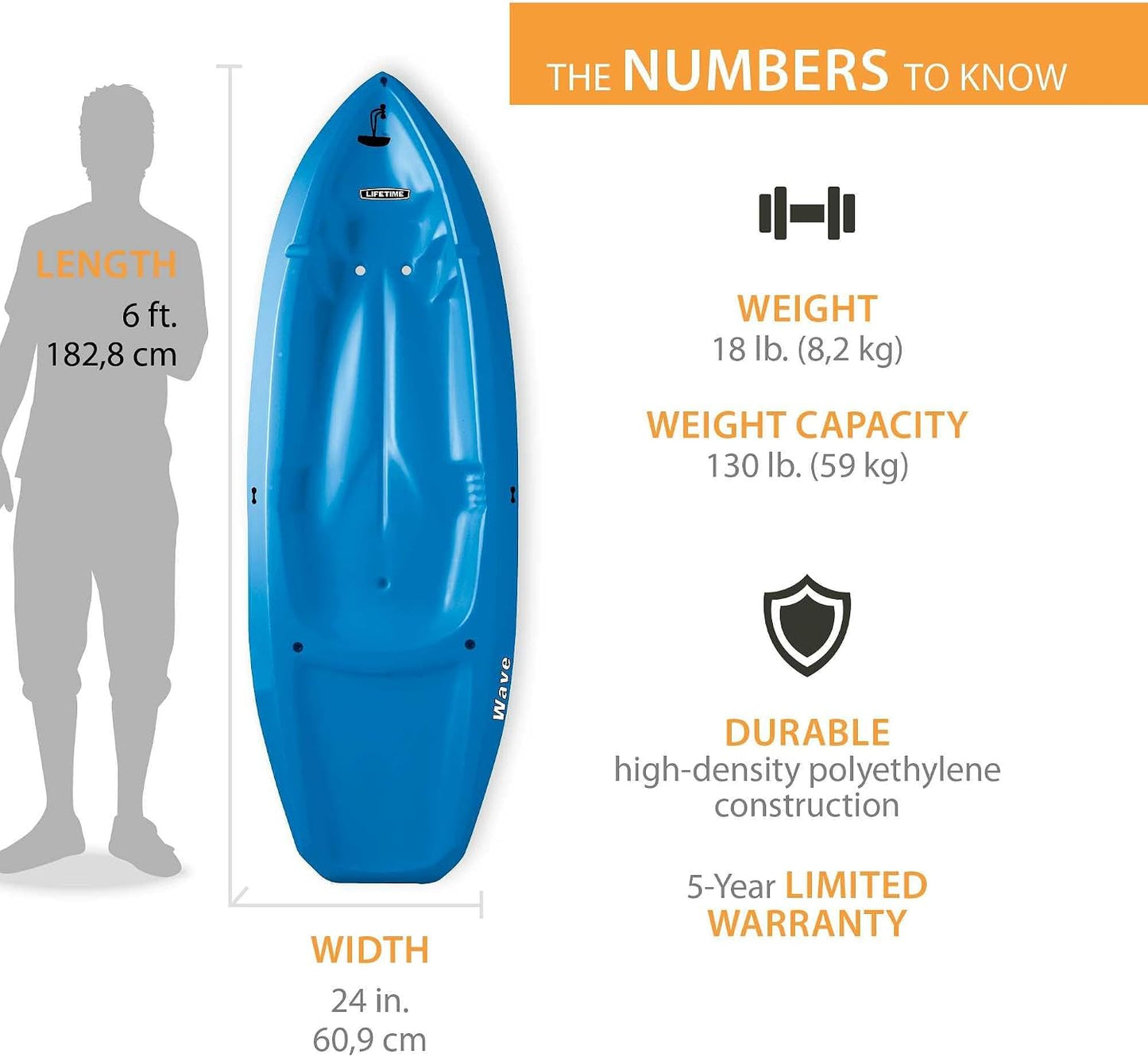 Kayak de olas para niños 6ft con paleta