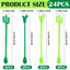24 Cucharas Agitadoras Cactus 8.3pulg Color Verde