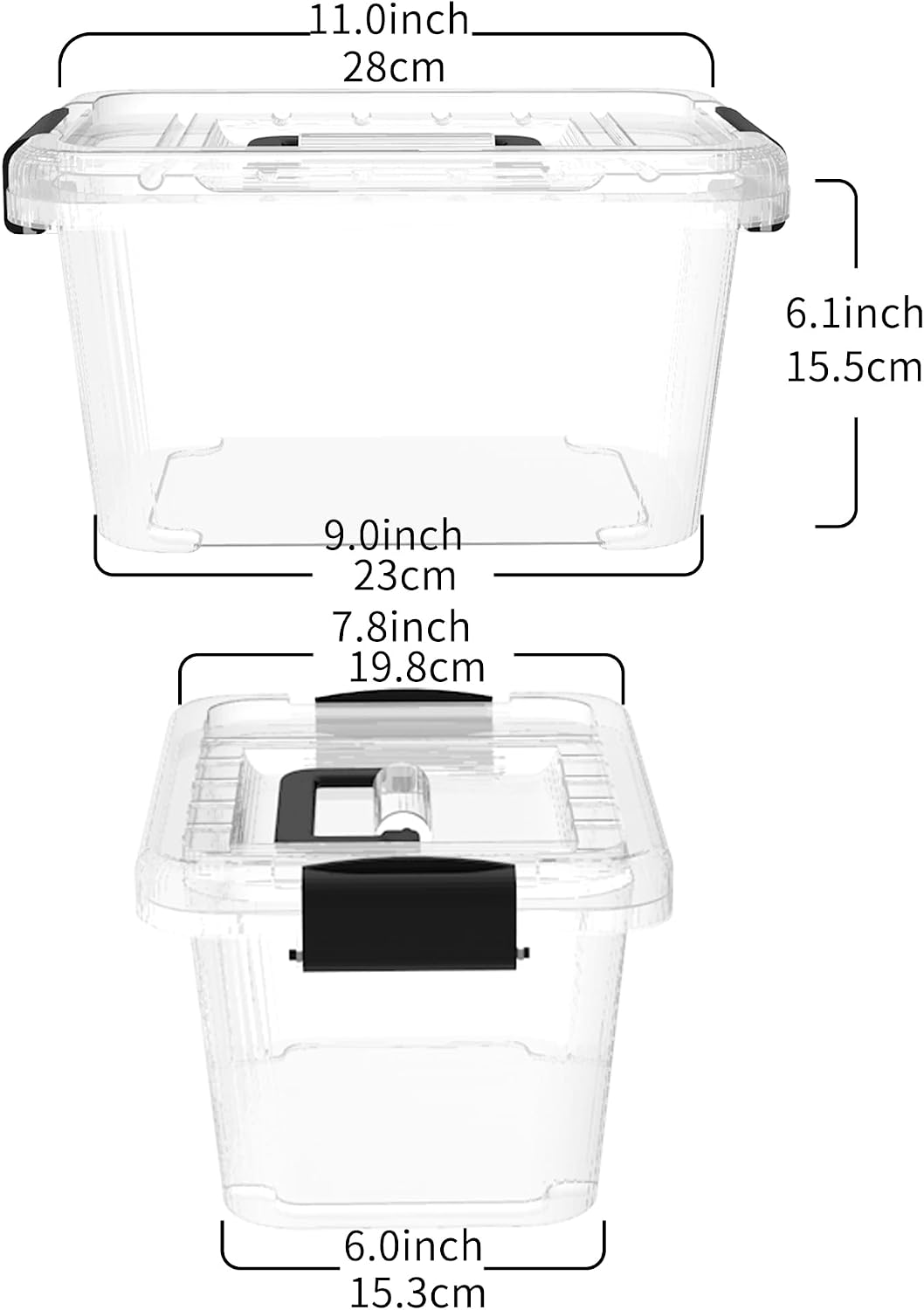Contenedor plástico transparente 6.8qt con tapa asa 20uds