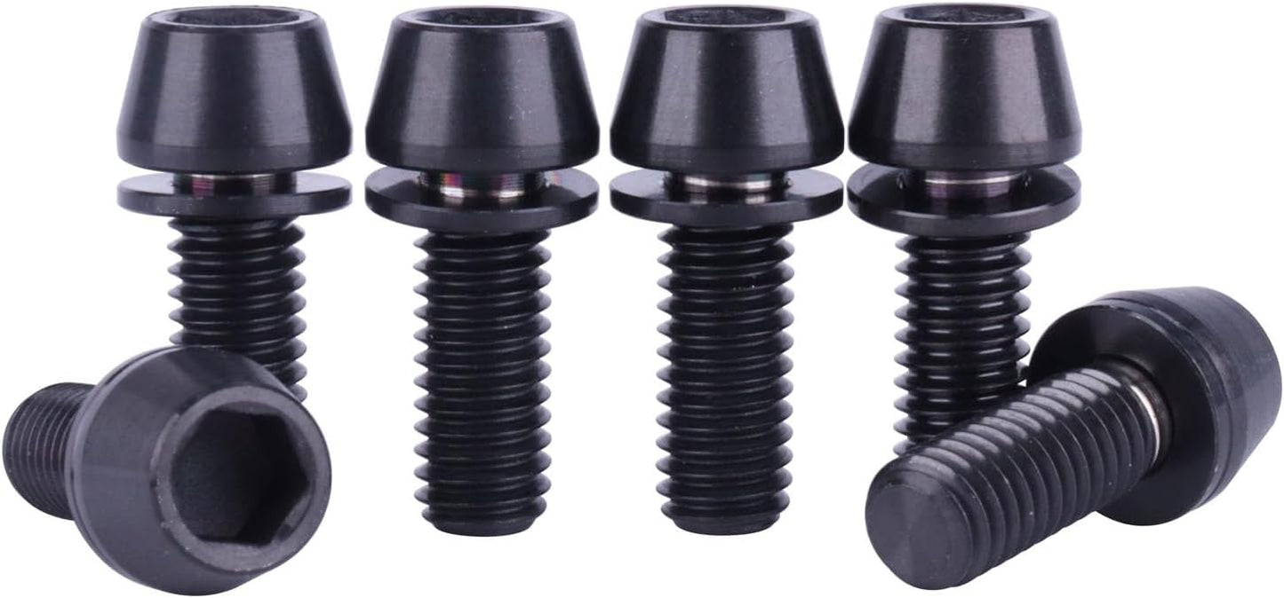 6 Pzas Tornillo Allen M6x16mm Cónico Bicicleta Negro