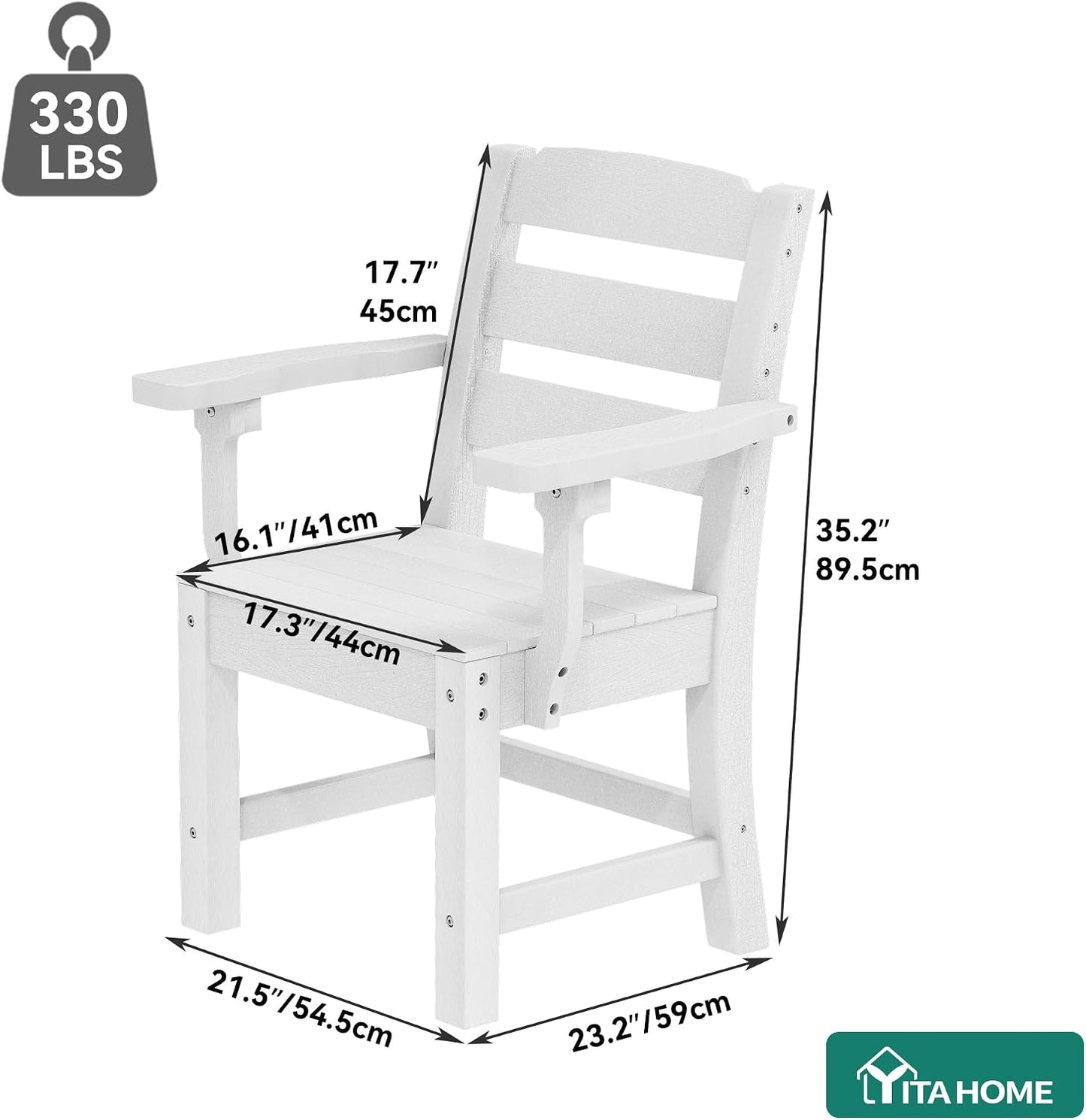 2 Sillas Polietileno HD 330lb para Terraza Jardín Blanco