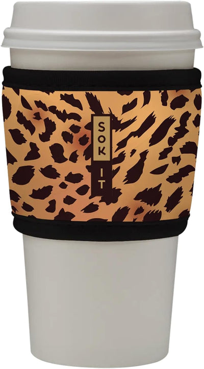 Funda neopreno térmica reutiliz. para café leopardo