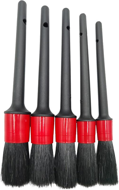 Set 5 Cepillos Detalles Coche Pelo Jabalí Suave