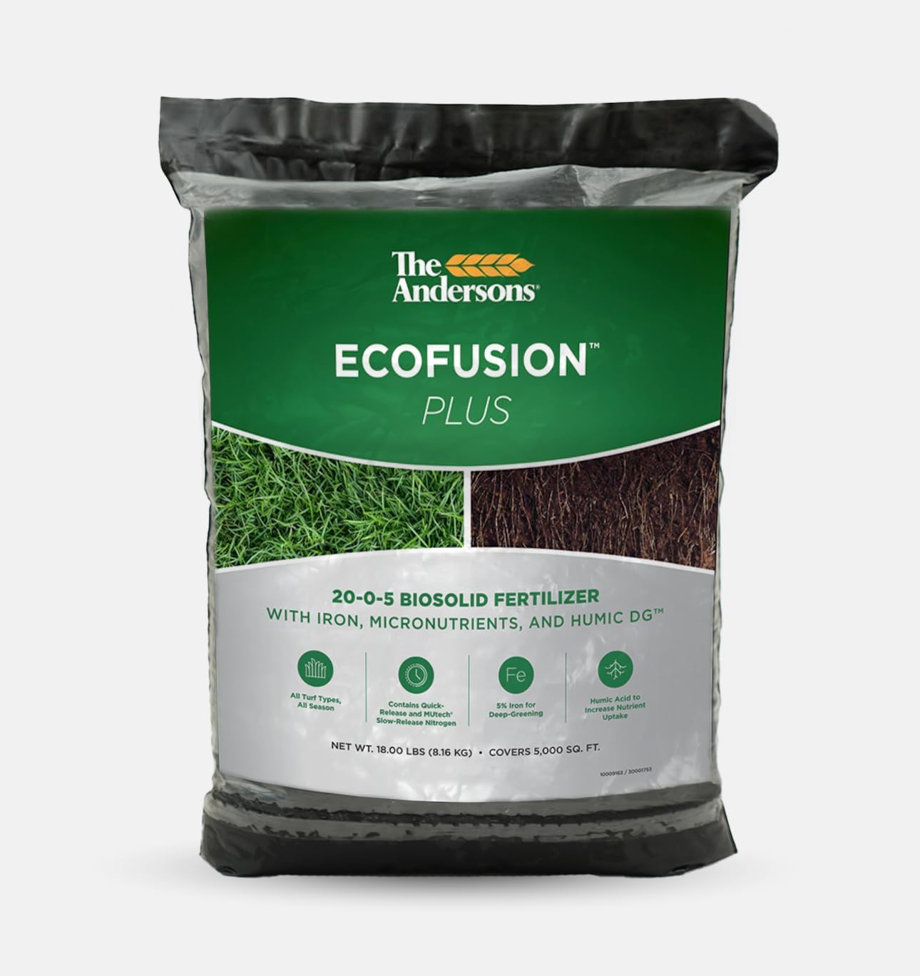Fertilizante biosólido 20-0-5 con hierro y micronutrientes