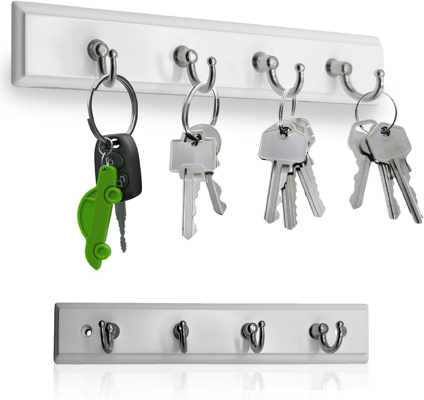 Riel colgador para llaves con 4 ganchos pared blanco