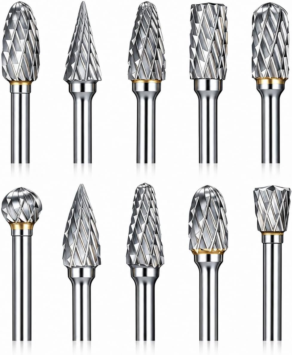 Set 10 Rebabas Carburo 1/8pulg con 2 Pinzas Comp Dremel